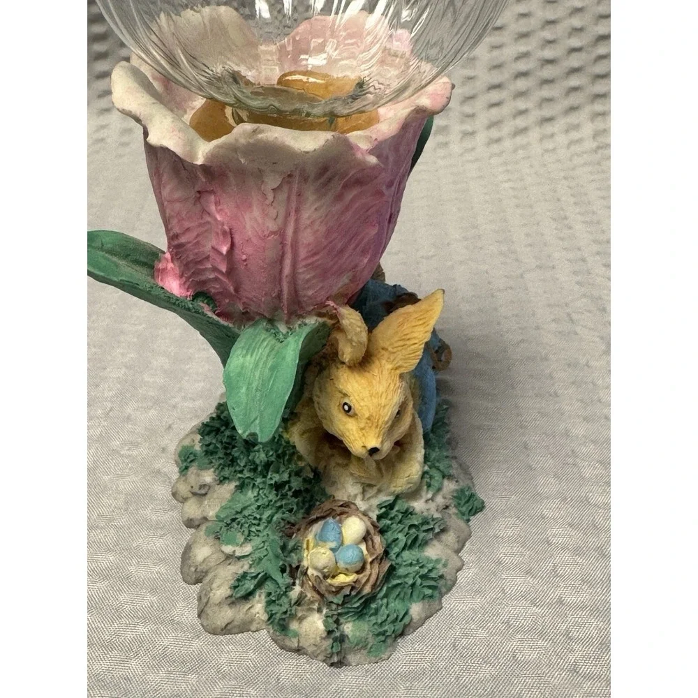 Vintage Avon Easter Tulip Bunny‎ Eggs Grass Votive Candle Holder